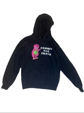 Commit Tax Fraud Youth Hoodie with Pink Dinosaur Graphic - Unbranded